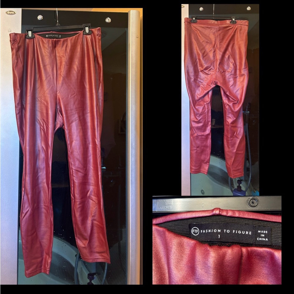 Fashion to Figure Red Faux Leather Pants